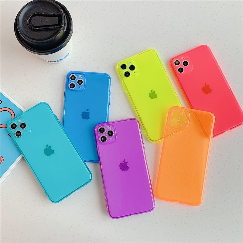 Warna neon TPU case IPhone 11ProMax  Casing  iPhone 6 / 7 / 8 Plus X / XS / XR / Max iPhone Cover