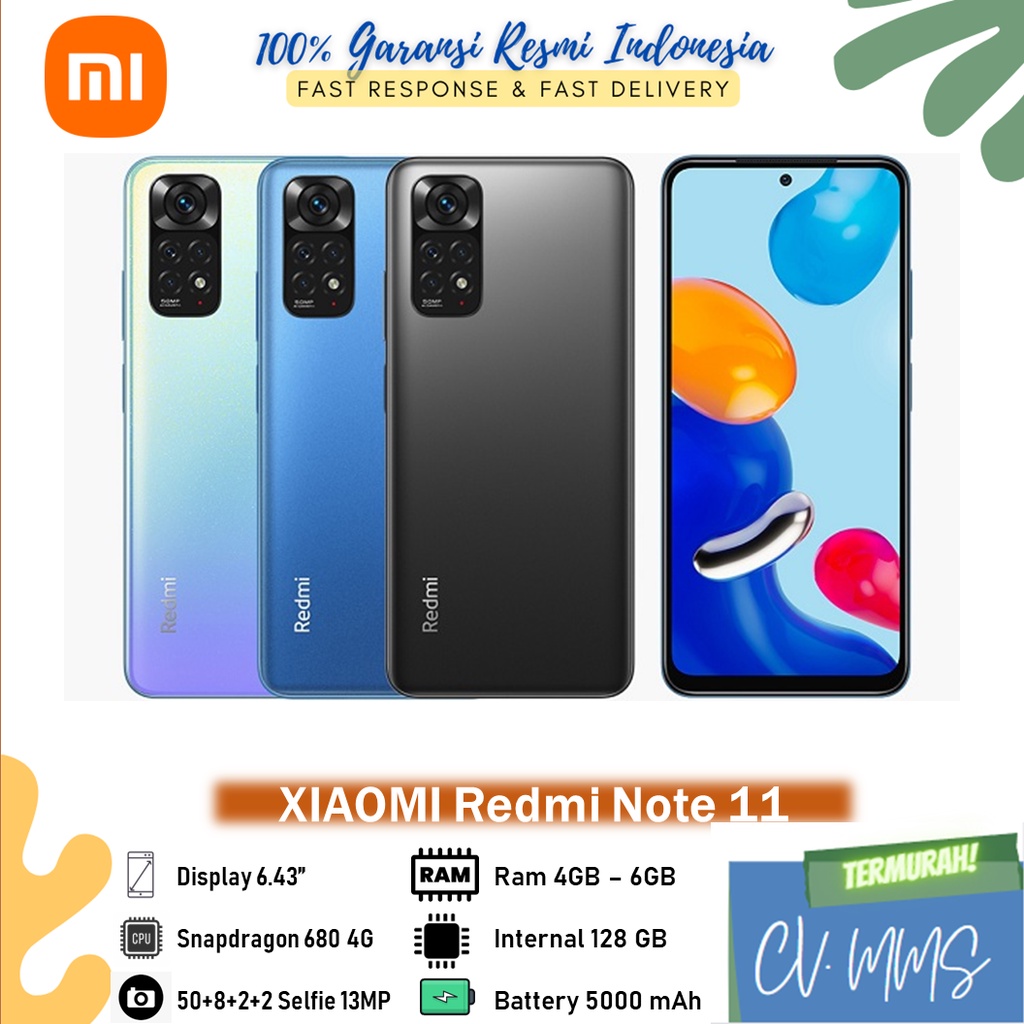 Xiaomi Redmi Note 11 6/128GB - 4/128GB Garansi Resmi BNIB NO REPACK