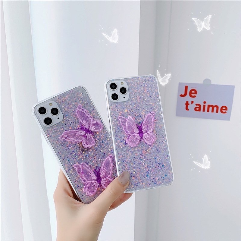 Butterfly Full Glitter Case Iphone 12 11 Pro Max Oppo a15 Reno 2 3 4 4f 5 Pro Samsung s21 S21 Ultra