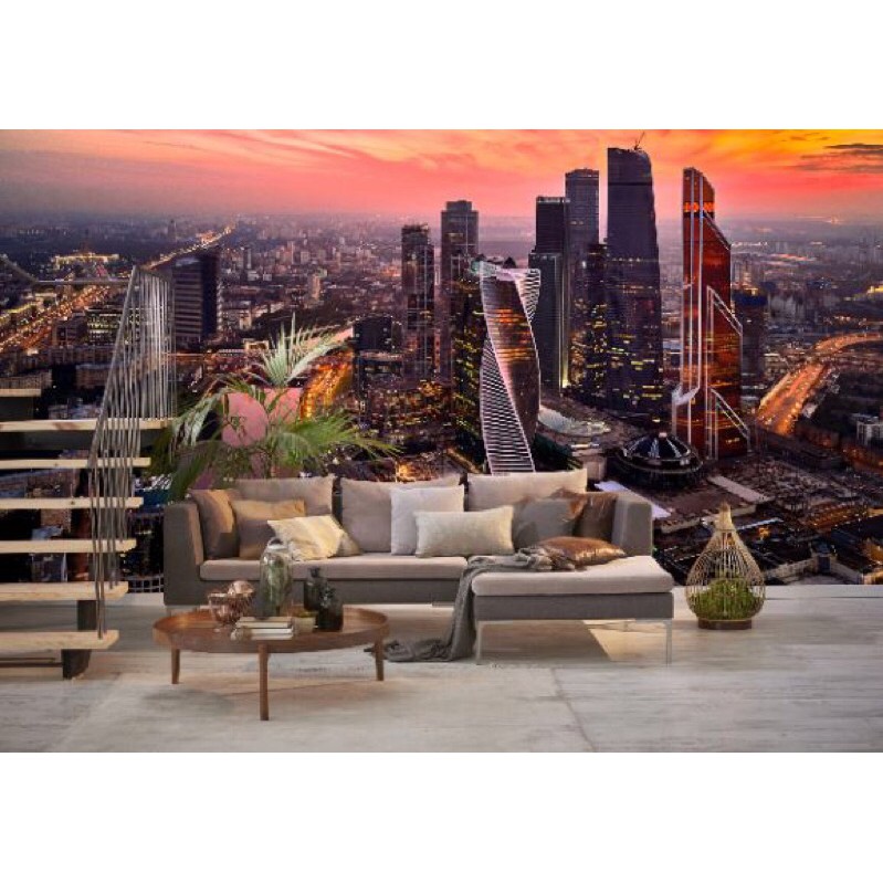 Photowall Mural Dinding wallpaper Mural perkotaan gedung 3D 3x5mtr