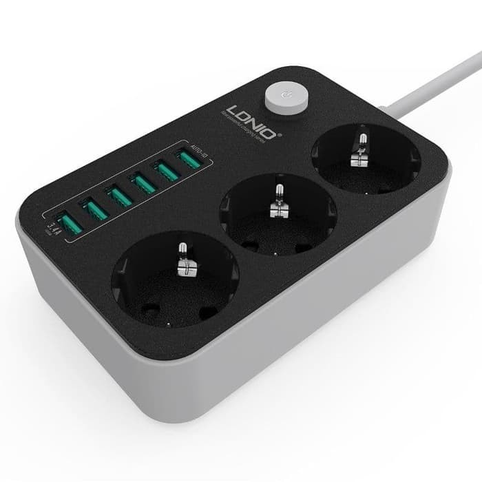 Colokan LDNIO 6 port USB / LDNIO 3 Power Socket 3.4A 6 USB Port Charger