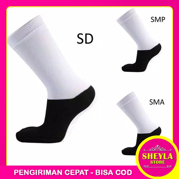 Kaos Kaki Sekolah SD SMP SMA Putih / Kaos Kaki Warna Hitam Putih / TS-48