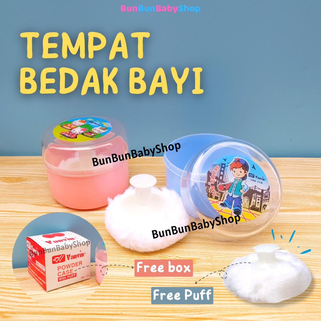 Tempat Bedak Single Puff Bayi Tabur Powder Perlengkapan Bayi Baju Lahir Peralatan Baby New Born Murah Lucu