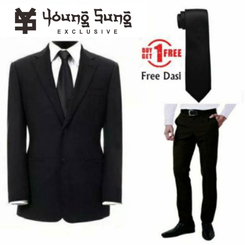 SETELAN JAS DASI CELANA PRIA 3IN1 JAS FORMAL SIZE S M L XL JAS BLAZER SLIMFIT WISUDA JAS RESMI JAS A