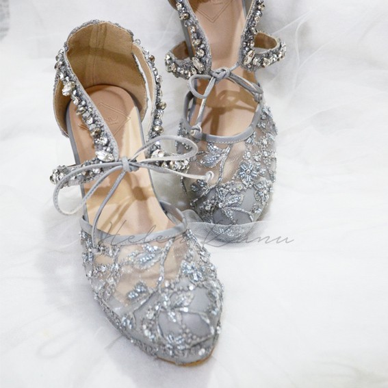 POTS HELENKUNU SILVER WEDDING SHOES SEPATU PENGANTIN AKAD NIKAH PREMIUM GREY