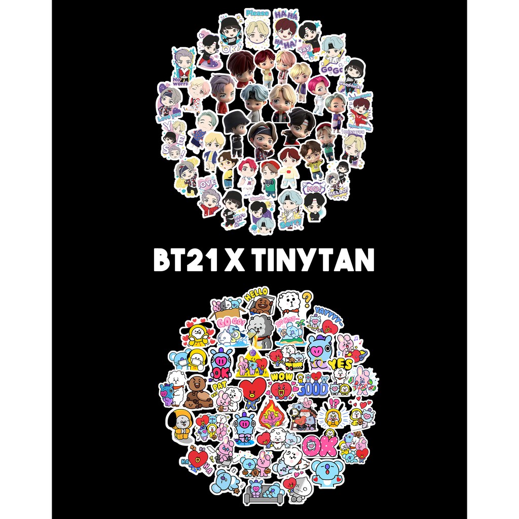 

40Pcs STICKER BT21 X TINYTAN Stiker Cute Waterproof