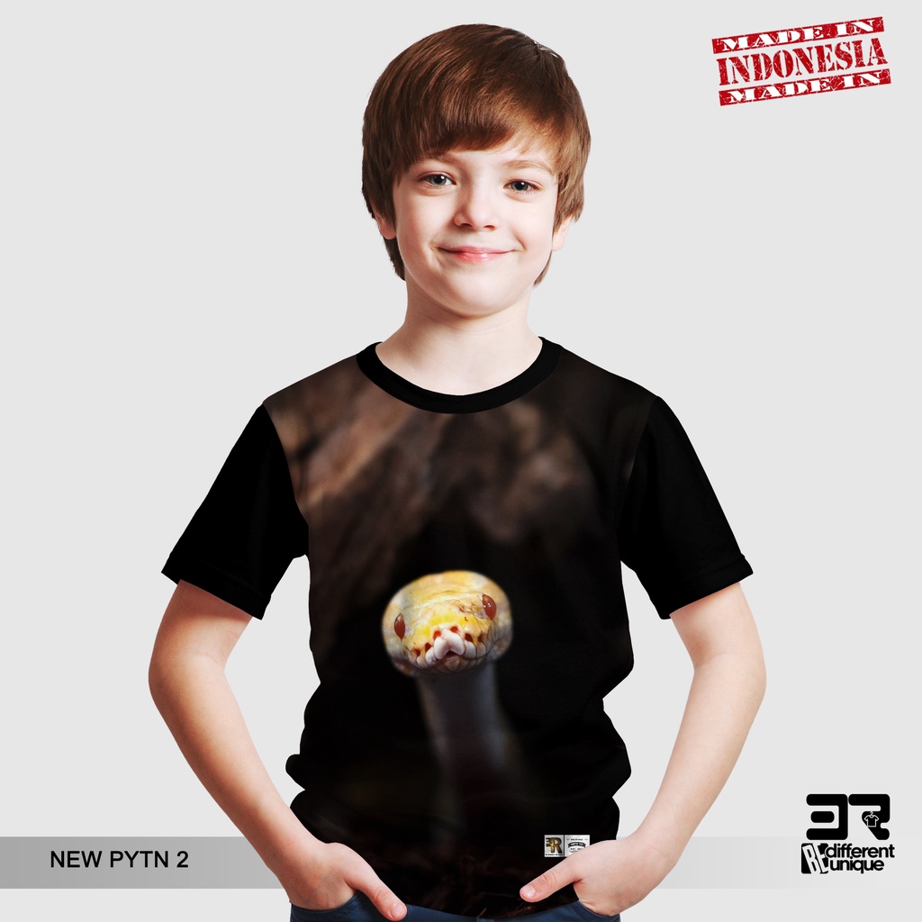 [ COD / BAYAR DI TEMPAT ] KAOS DISTRO PRINTING ANAK ANAK GAMBAR HEWAN REPTIL ULAR MOLURUS PYHTON RET