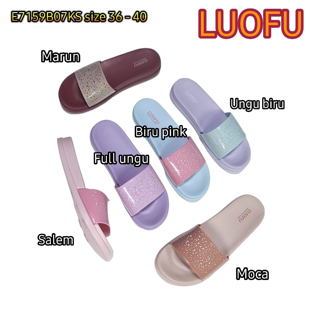 LUOFU ORIGINAL jelly sandal karet empuk murah wanita selop sendal cewek import E7159B07KS