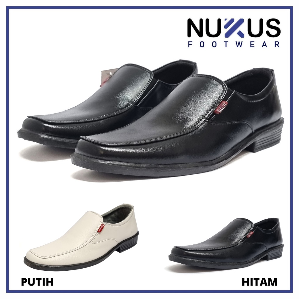 Nukus Sepatu Pantofel Pria Hitam dan Putih - B02 M GB