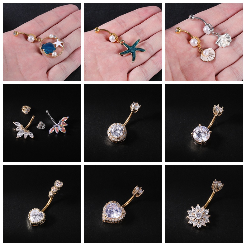 Anting Tindik Perut / Pusar Model Lebah Bahan Stainless Steel Warna Emas Untuk Wanita