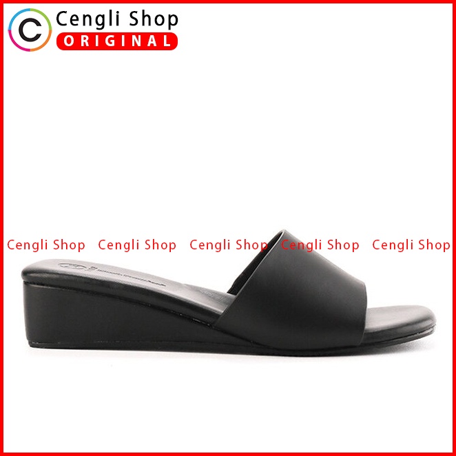 SANDAL WEDGES KULIT HUSH PUPPIES WANITA ORIGINAL TERBARU HITAM HW60