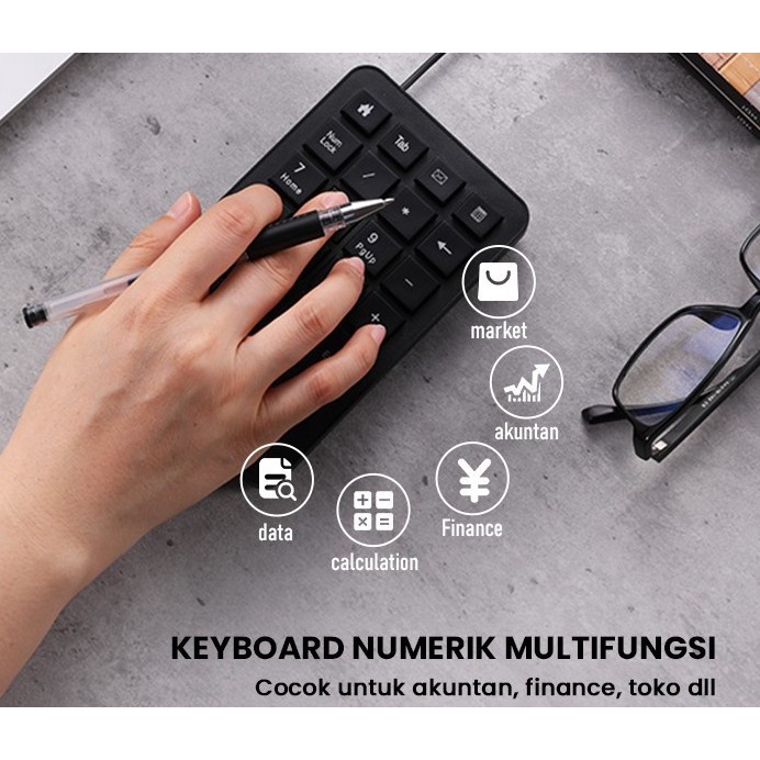 Robot RK01 Wired Numeric Keypad Black Tombol Multimedia Original