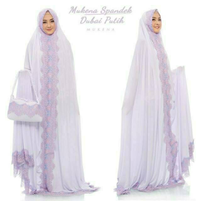 Mukena Dewasa Spandek Dubai Terusan Renda | Mukena Jumbo - 2