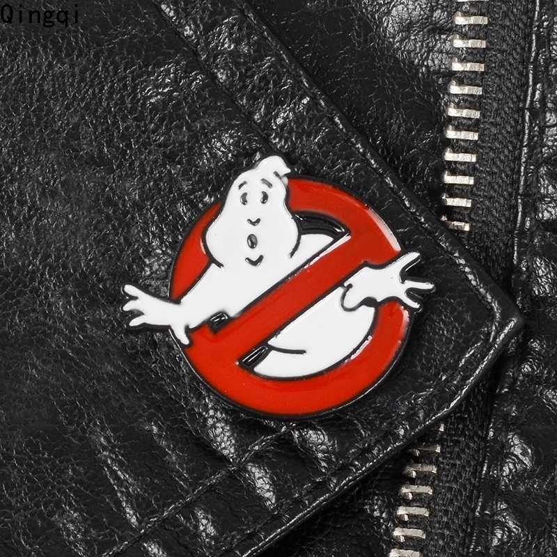 Bros Pin Desain Logo Kartun Ghostbusters No Ghost Movies Gaya Retro Untuk Topi Ransel Dan Rompi