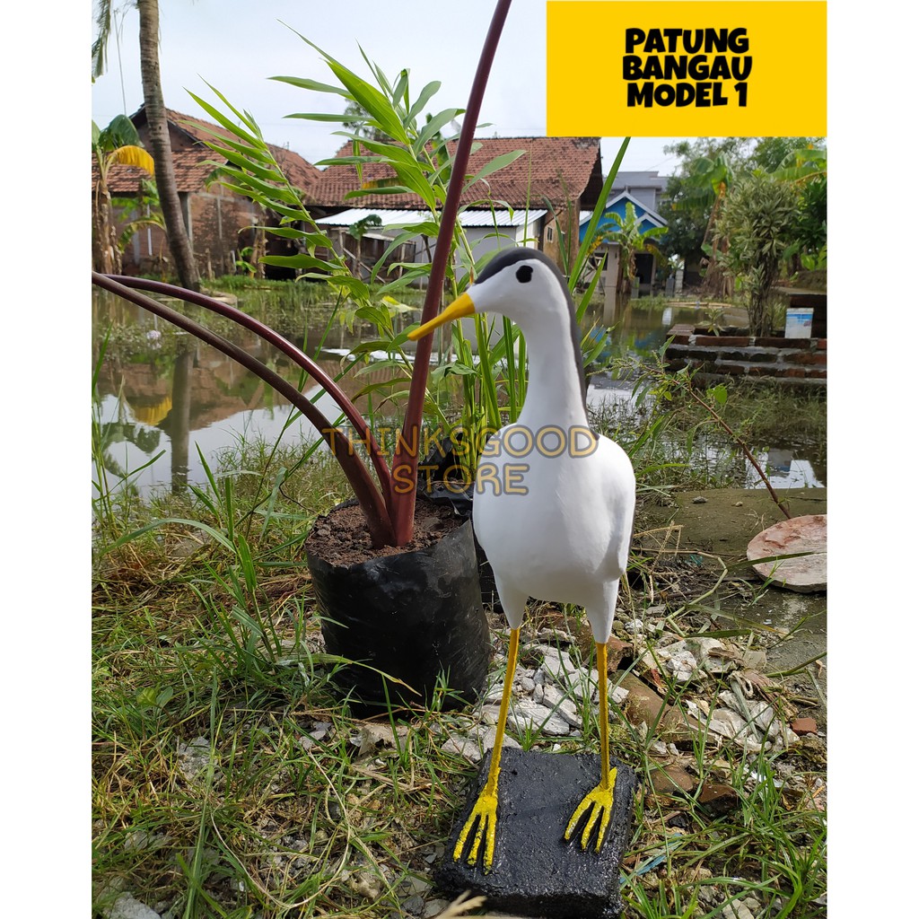 Shopritz Patung Burung Bangau Unggas Hiasan Taman Kerajinan Lokal Hiasan Kolam+Invoice