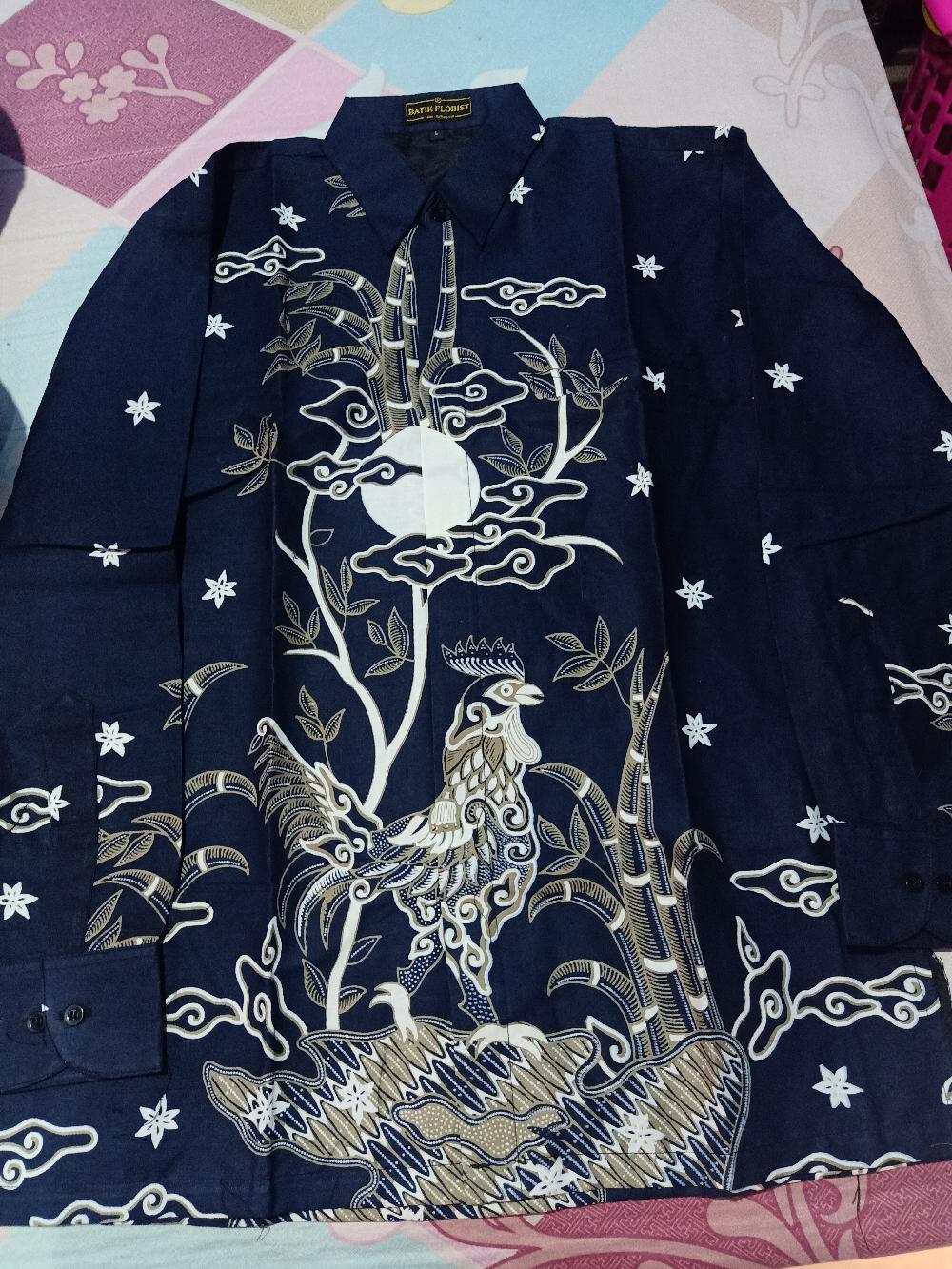 Ayam Batik Dongker Kemeja Batik Pria Full Furing Katun Sragenan