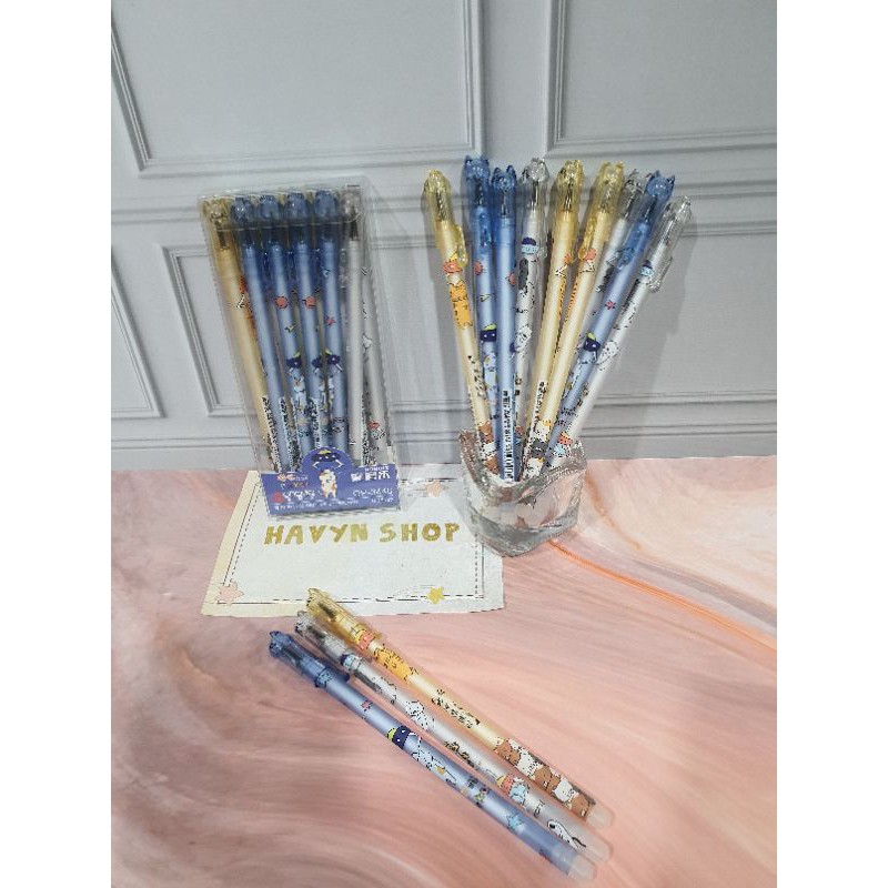(12pc) pen bisa hapus/pen gel hapus/erasable pen/pen hapus lucu fancy ODEMEI-3446 CAT