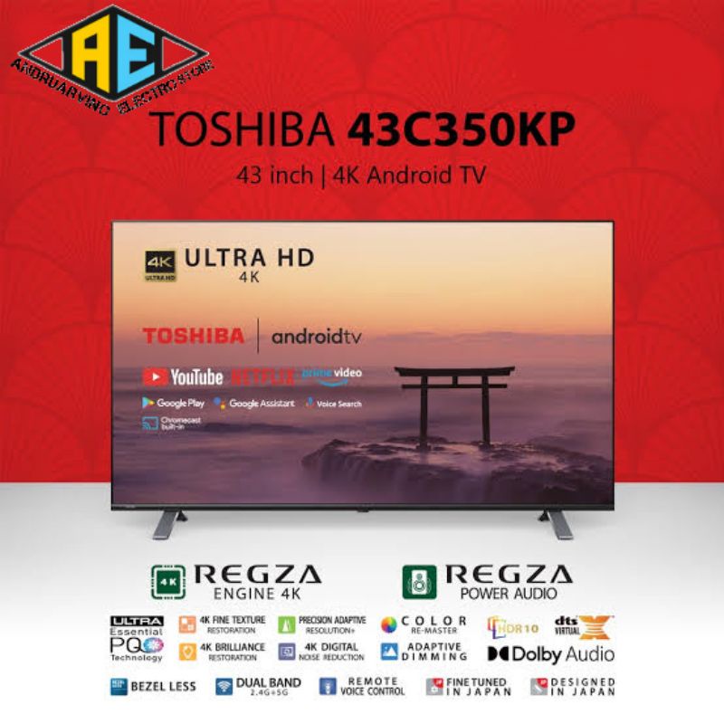 Toshiba LED TV UHD 4K Smart Android 43" - 43C350KP Garansi resmi