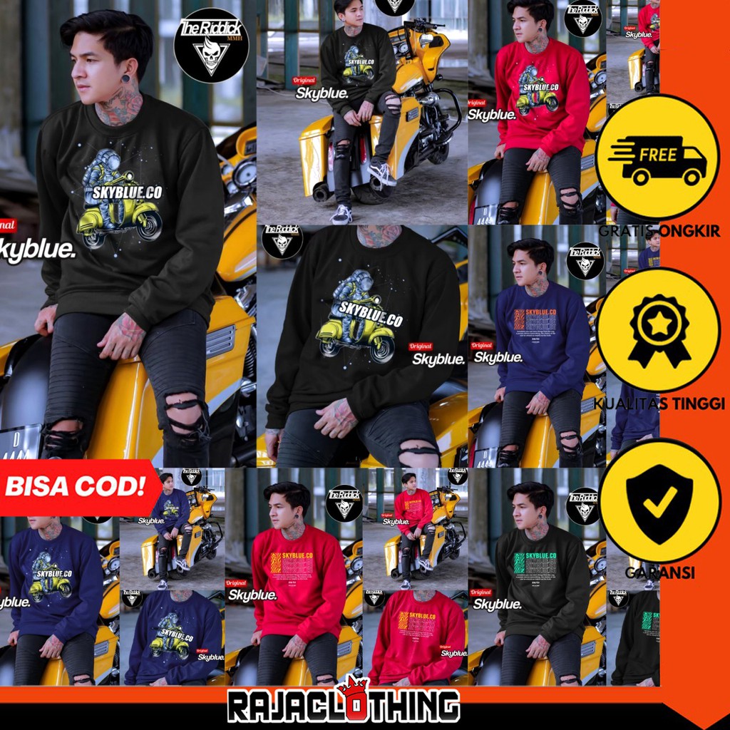 RCL - Jaket Crewneck The Riddick Pria Wanita / Jaket Crewneck The Riddick Skyblue Unisex Termurah