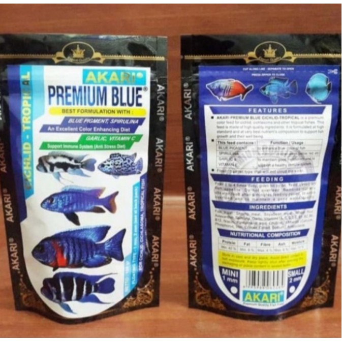 Akari Premium Blue 100gr Pakan Ikan dengan Pigmen Biru