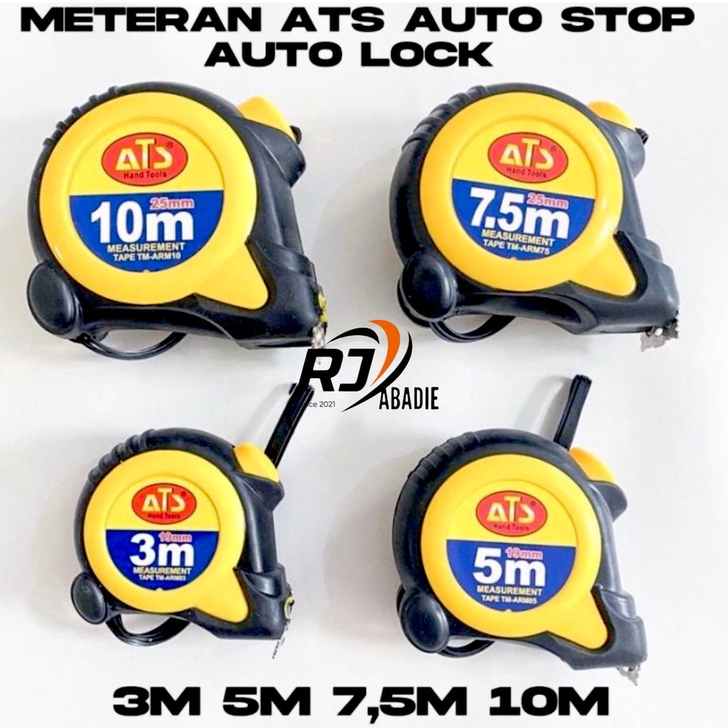 [12PCS] Meteran Karet Auto Stop Autolock Measuring Tape ATS 5 METER