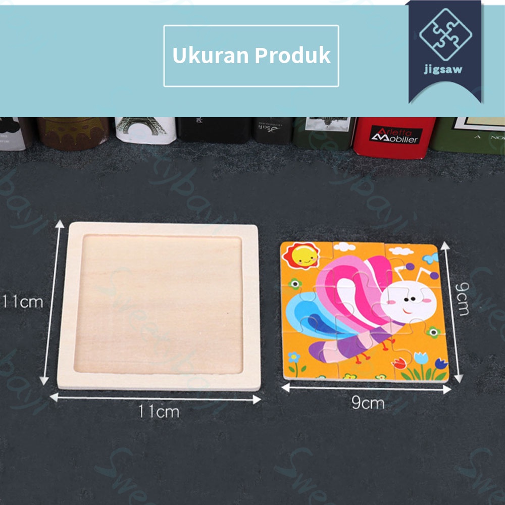 Sweetybayi Mainan Puzzle Kayu anak/ Jigsaw Puzzle 9 Keping Polos Lucu