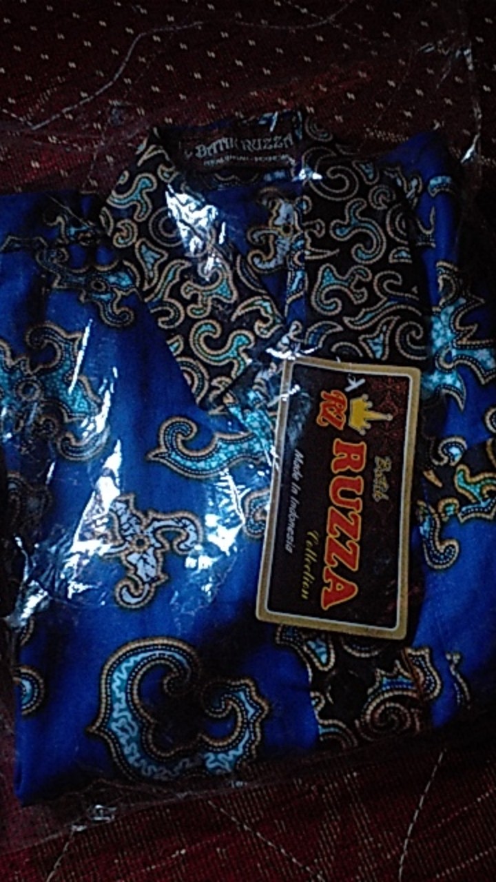 Ruzza Batik Anak Kemeja Motif Jahe Biru Hem Seragam