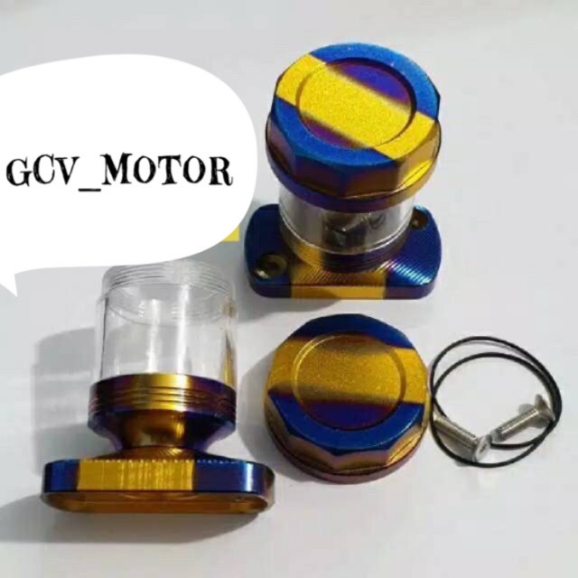 TUTUP MINYAK REM MODEL STEMPEL KACA TRANSPARAN TWOTONE MATIC HONDA VARIO SCOOPY SPACY BEAT DLL