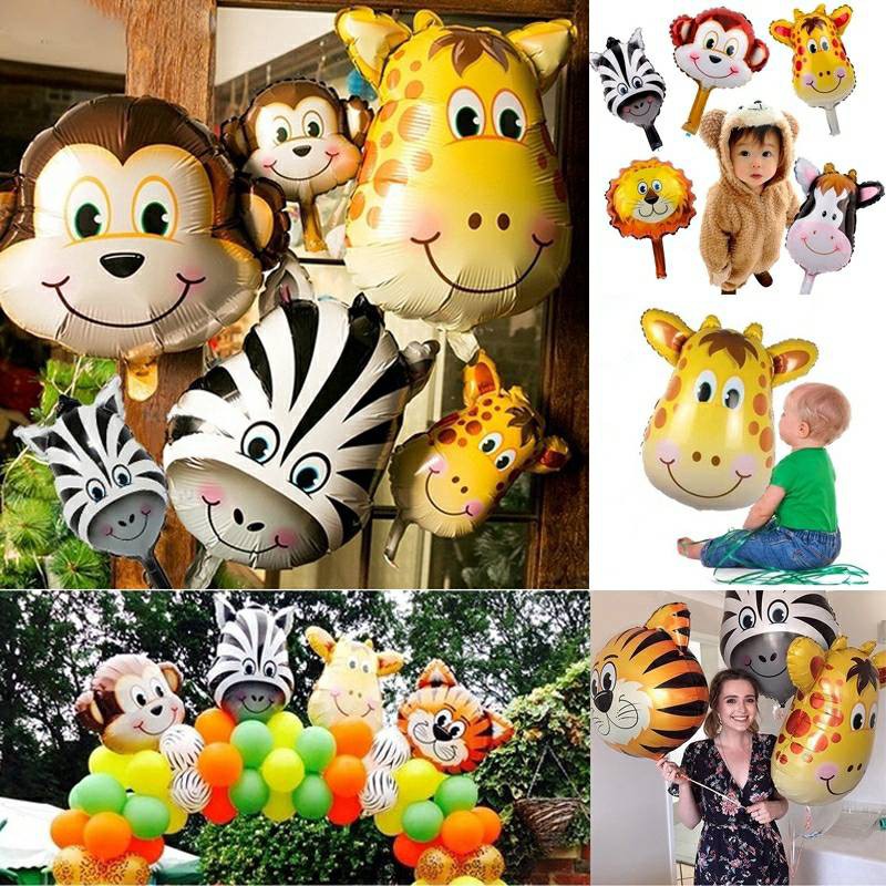 Balon Foil Animal Head Mini / Balon Kepala Hewan Mini / Kids Zoo import Murah