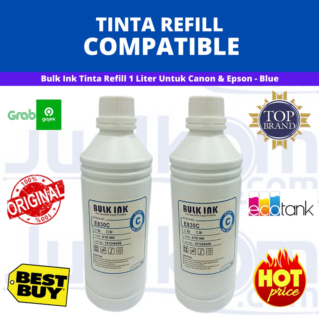 Bulk Ink Tinta Refill 1 Liter  (Untuk Canon &amp; Epson) - Cyan