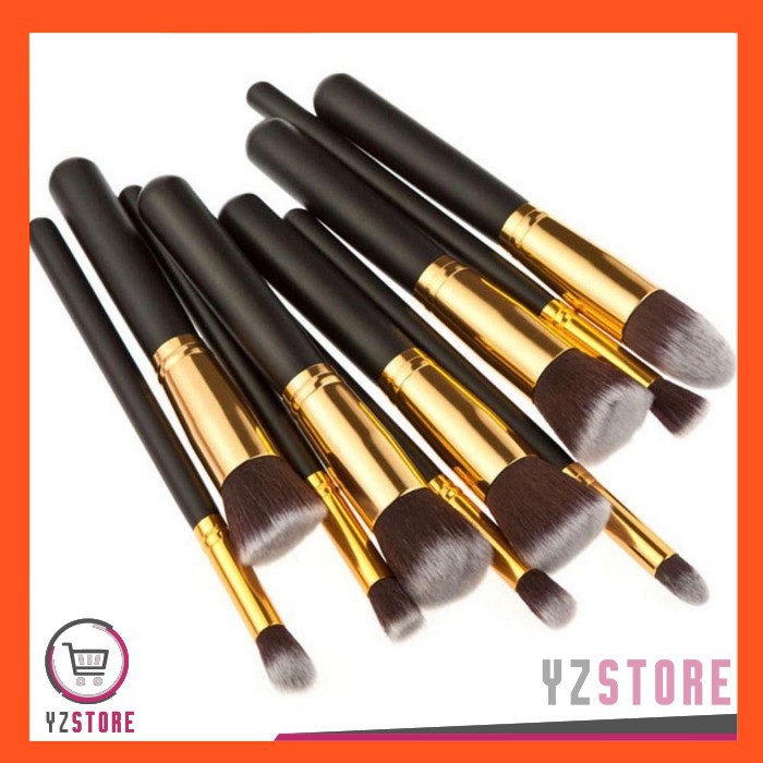 Set Kuas Make Up Wajah isi 10 PCS / MakeUp Brush Mata Kosmetik Brushes Kabuki Brush YZ08