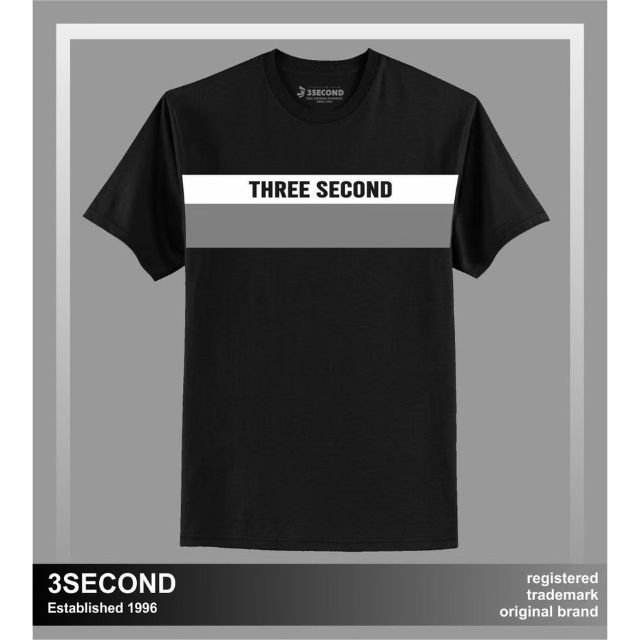 Baju Kaos Distro Three second / Kaos Distro Bandung / Atasan pria wanita / Kaos Distro 3second size 