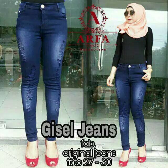 gisel jeans, celana jeans prada sobek/ripped