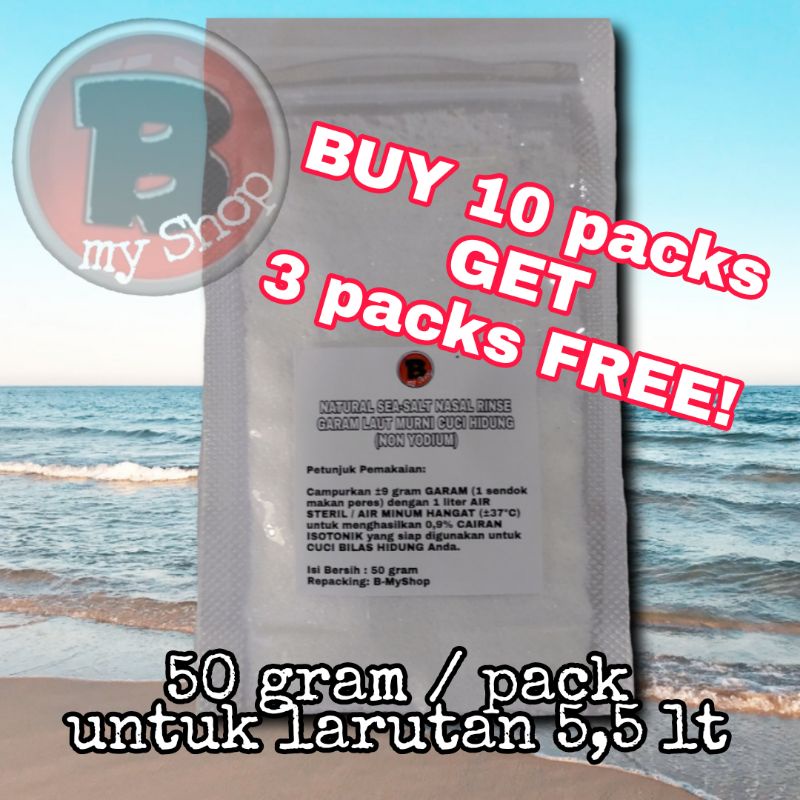 GARAM CUCI HIDUNG - beli 10 FREE 3 - NASAL RINSE - NATURAL SEA SALT NON YODIUM