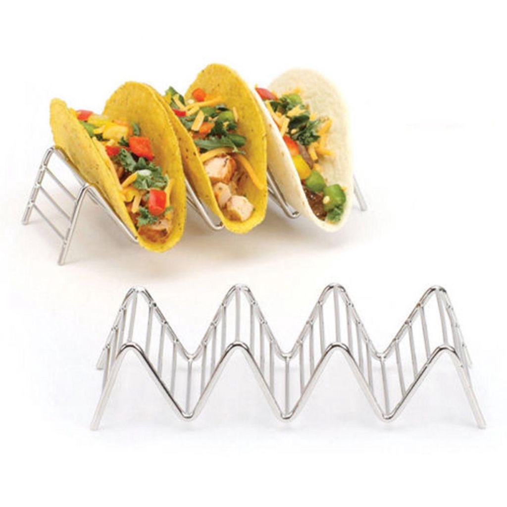 Quinton Taco Holder Bentuk Gelombang Chic Stainless Steel Dapur Restoran Oven Cuci Piring Aman Rak Pizza