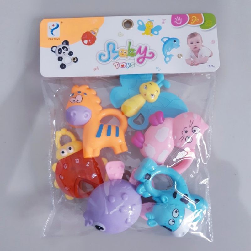 Mainan Set Baby Rattle 6 pcs Edukasi - Kerincingan Bayi Anak Edukatif