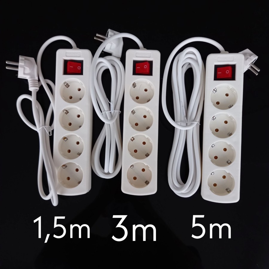 Stop Kontak 4 Lubang + Kabel 1,5 m/3 m/5 m Bright-G SNI