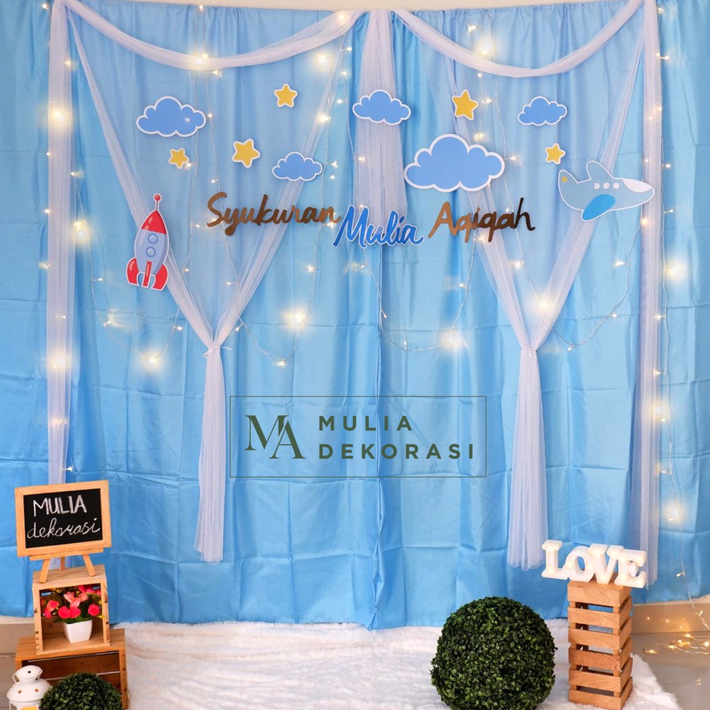 Dekorasi Backdrop Aqiqah Khitan Syukuran 4 7 Bulan Ulang Tahun Background lamaran nikah Paket N