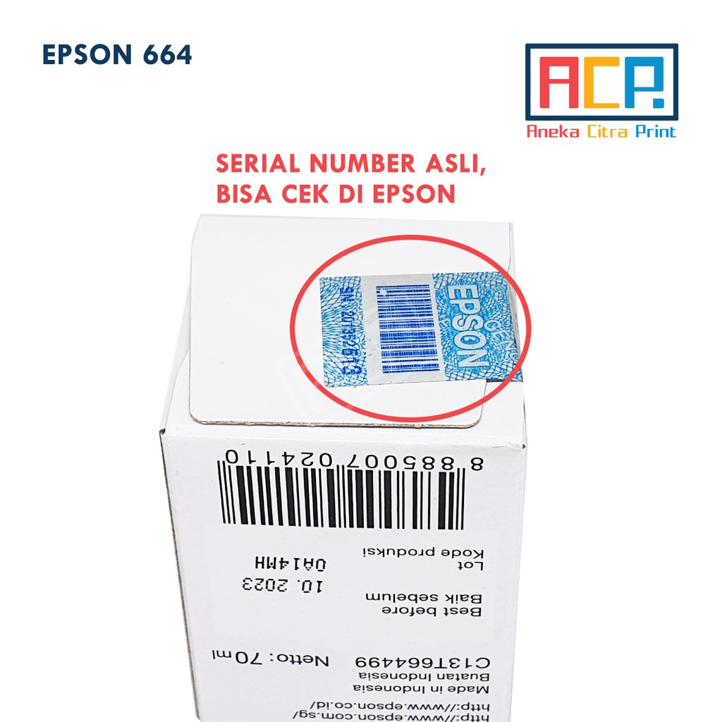 Tinta Epson Original 664 - Black / Cyan / Magenta / Yellow - L110 L200 L210 L220 L310 L350 L360 L485