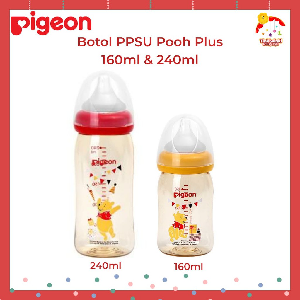 Pigeon Botol PPSU Pooh Plus 160ml &amp; 240ml