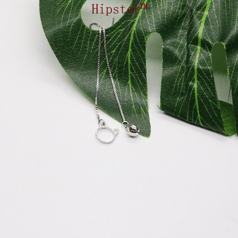 Design Personality Fashionable Asymmetric Long Simple Silver Earrings