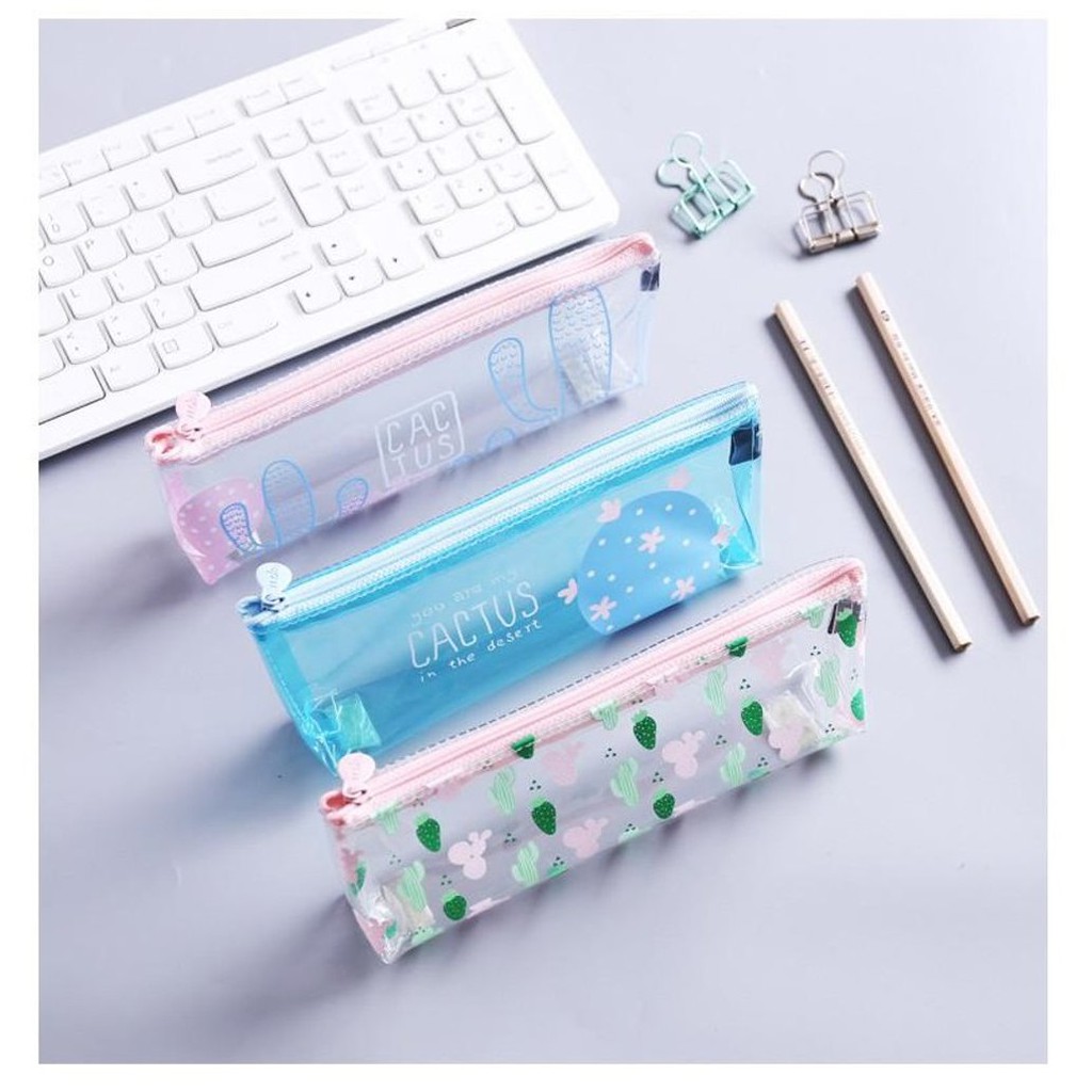 KP14 Tempat Pensil Glitter Clear Pencil Case Pouch ATK 