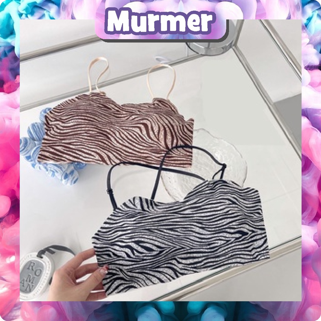 Murmerofficial Bra Crop Top Tanktop Korean Printed Zebra Tank Top B074