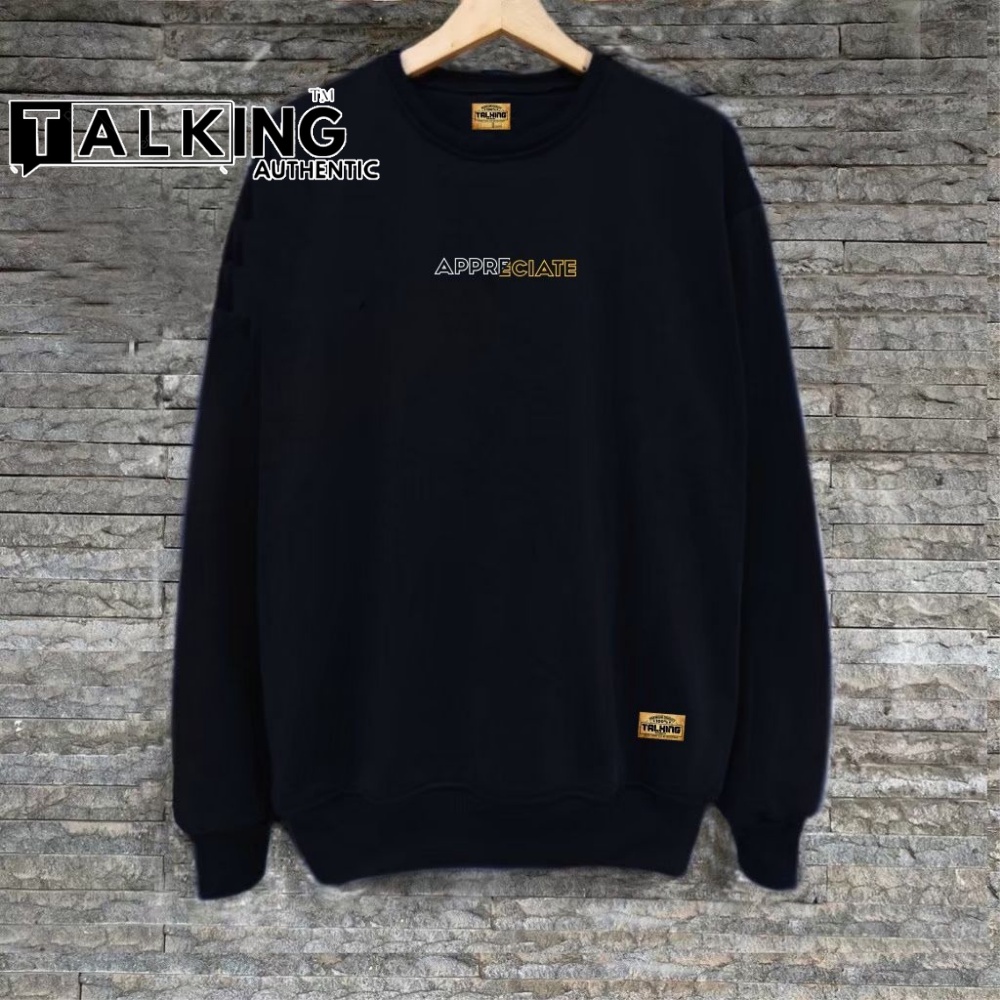 Talking Sweater Pria Oversize Crewneck Distro Cewek Cowok Lokal Suiter Sablon Print Kasual Street Style Krunek Oblong Lengan Panjang Bigsize