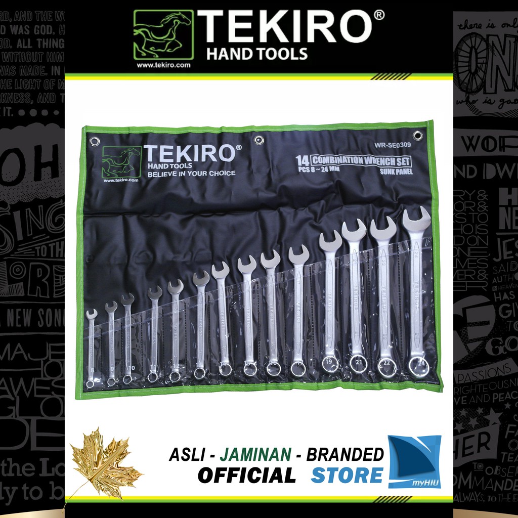 Set Kunci Ring Pas Isi 14 pcs / Combination Wrench / Spanner Set Metric and Inch TEKIRO