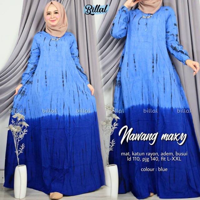 Nawang Maxy Dress Katun Rayon Gradasi Busui Friendly