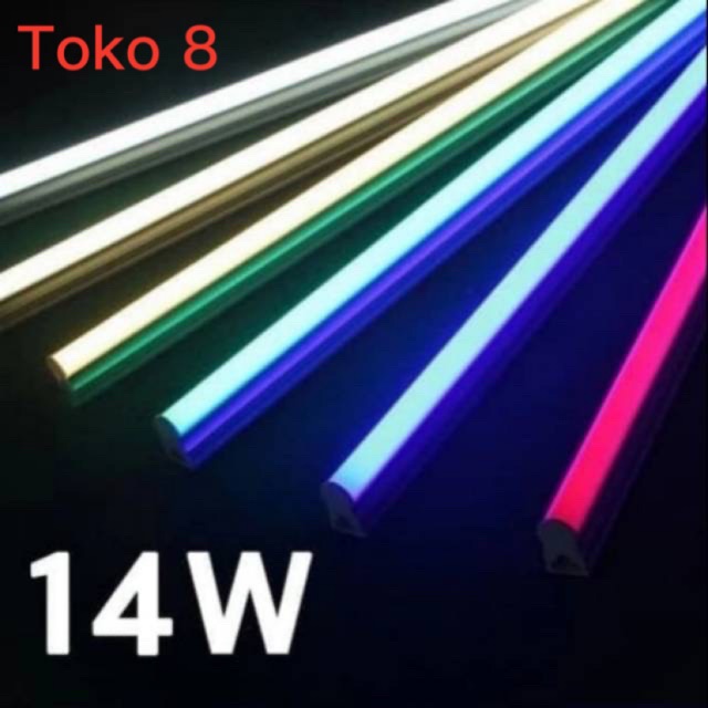 lampu tl neon t5 led 14w 90cm tube warna warni