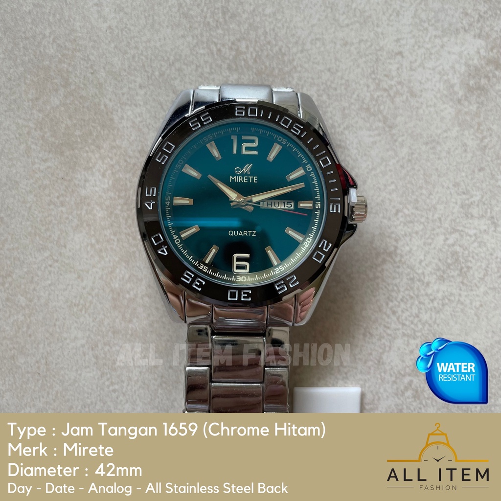 COD✅ Jam Tangan Rantai Pria Mirete Analog 1659 / Arloji / Watch / Tahan Air / Stainless Steel / Jam Tangan Laki Model Mewah