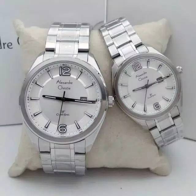 Jam Tangan Couple Alexandre Christie AC 8583 Rantai Pria & Wanita  Original