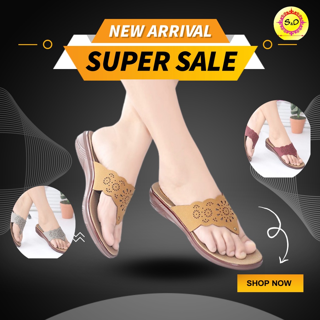sandal wanita selop jepit perempuan terompah ibu ibu sandal slip on lepes  sendal teplek casual kesu
